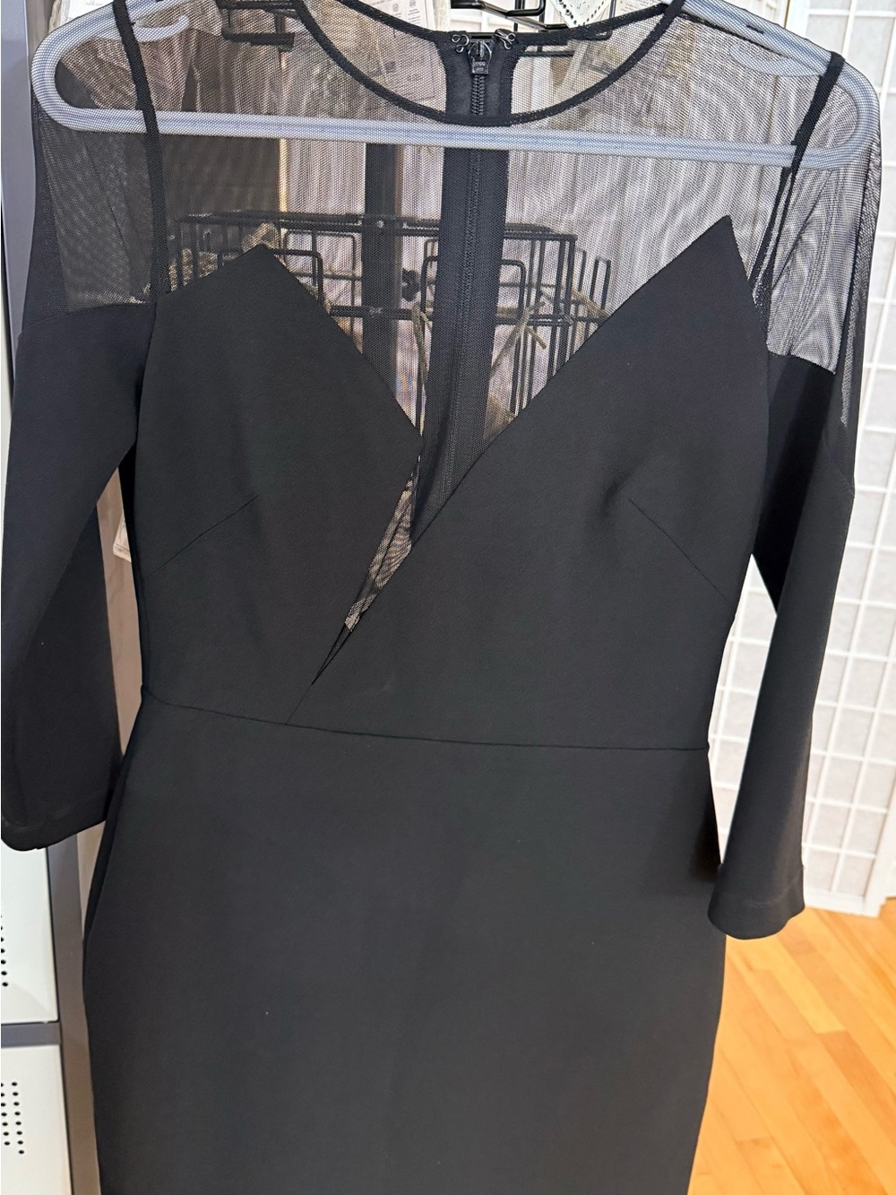 Black Mesh Yoke Sheath Dress - Elegant Women's Cocktail Dress